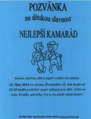 Pozvánka - dětská slavnost - 19. 10. 2013